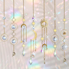 7er Set Kristall Sonnenfänger mit Mond & Stern, Regenbogen Prismen