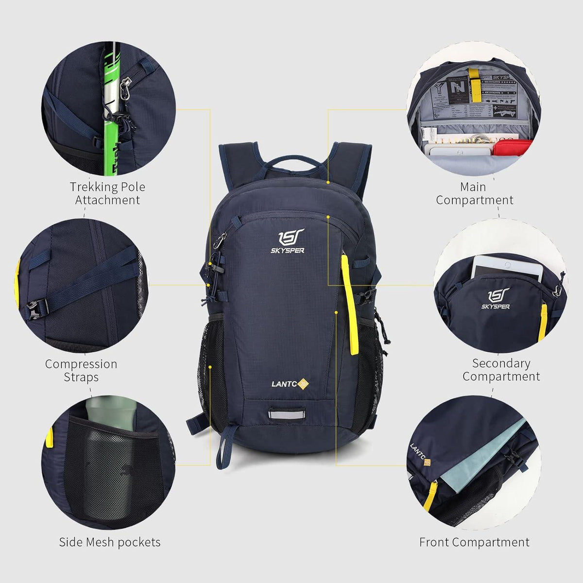 Wanderrucksack 20L mit Rückenbelüftung & Trinksystem-Vorbereitung