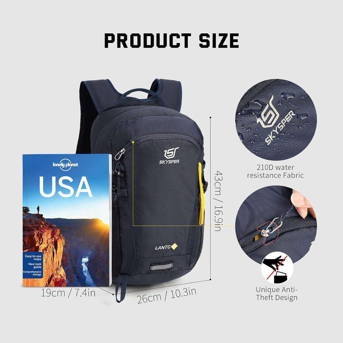 Leichter Wanderrucksack 20L mit Rückenbelüftung Marineblau