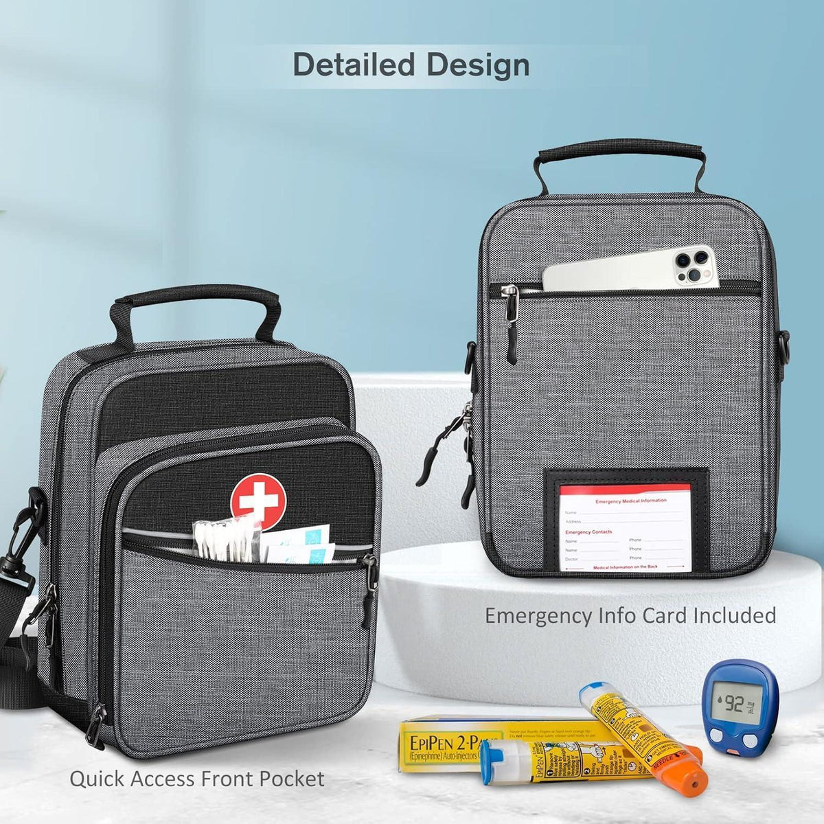 Medikamenten Tasche mit Insulin Kühltasche & Notfallkarte