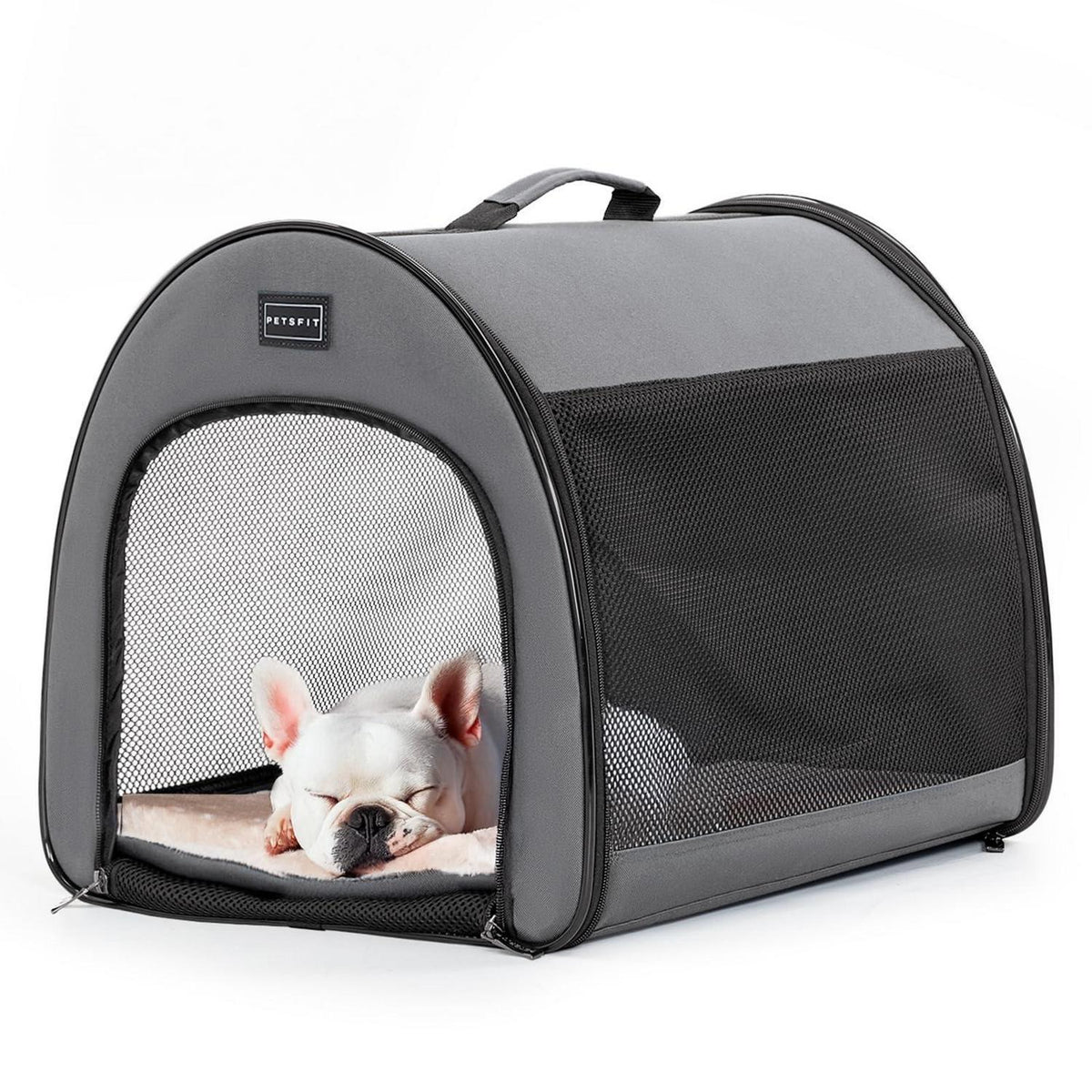 Faltbare Hundebox grau – Tragbare Schlafbox für kleine Hunde & Katzen