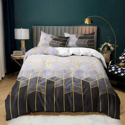 Bettwäsche-Set 220x240cm Grau Gestreift | Modern & Weich