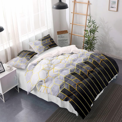Bettwäsche-Set 220x240cm Grau Gestreift | Modern & Weich