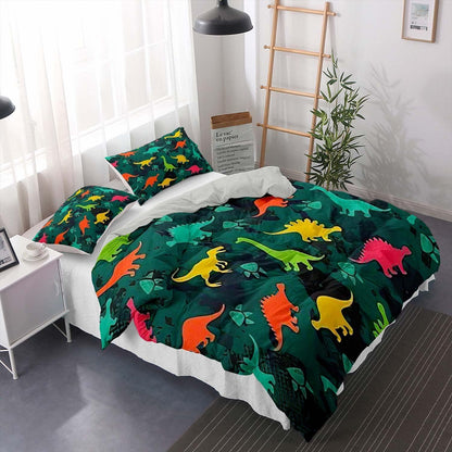 Cartoon Dino Bettwäsche Set 200x220cm – Kuschelweicher Dino-Traum für Kinder