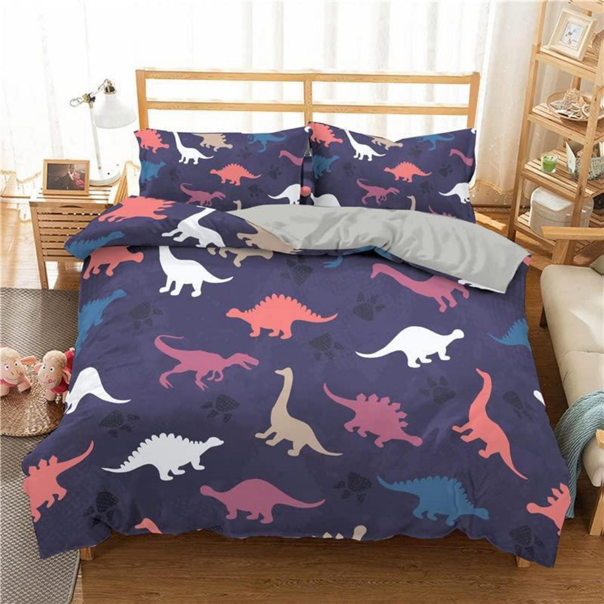 Cartoon Dino Bettwäsche Set 220x240cm – Kinderzimmer Deko