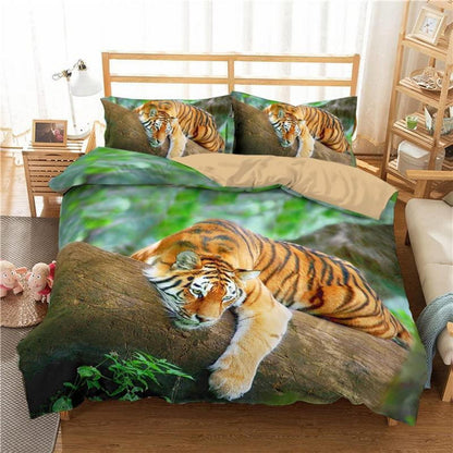 Tiger Druck Bettwäsche Set 155x220cm - Wildtier Design
