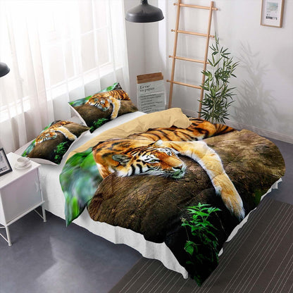 Tiger Druck Bettwäsche Set 155x220cm - Wildtier Design