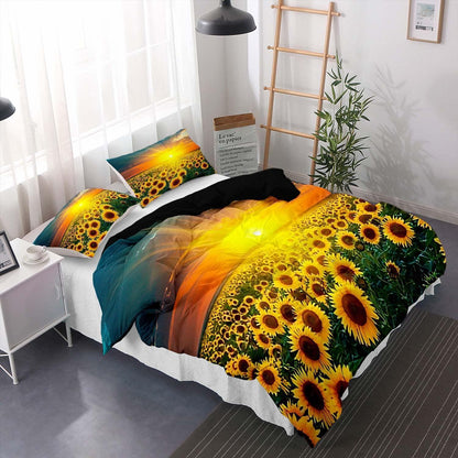 Sonnenblumen Bettwäsche Set 200x200cm Kinderzimmer Bettbezug