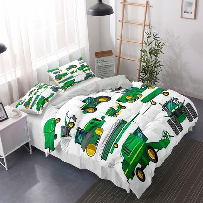 Grünes Bettwäsche-Set 200x200cm mit 2 Kissenbezügen 80x80cm
