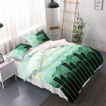 Gestreifte Bettwäsche Set 155x220cm – Marineblau Grün
