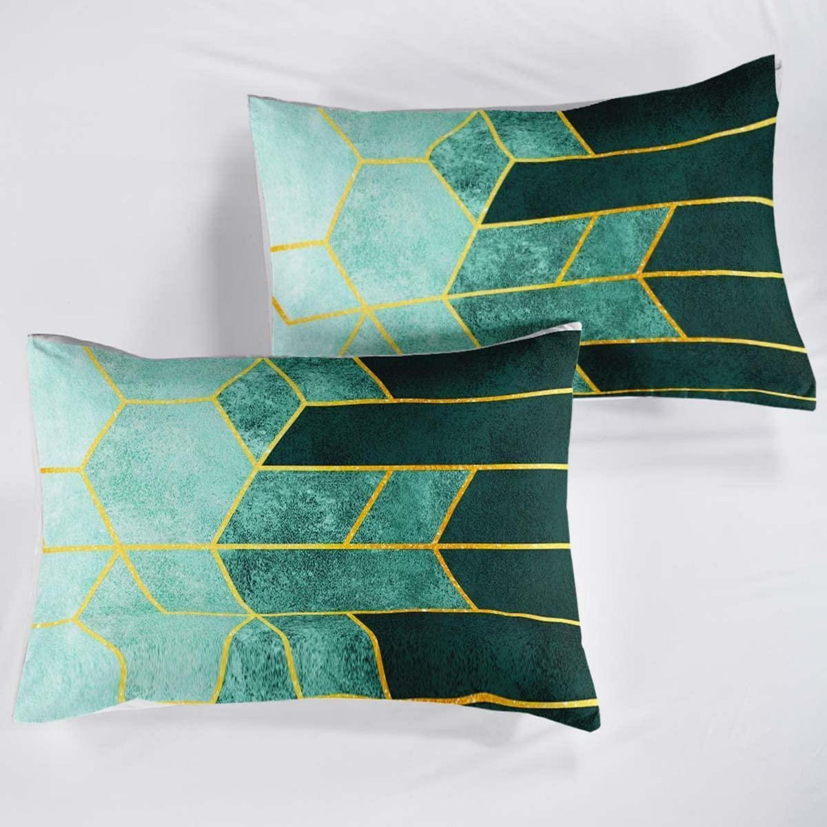 Gestreifte Bettwäsche Set 155x220cm – Marineblau Grün