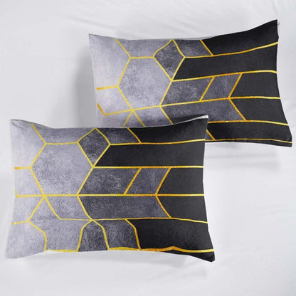 Gestreifte Bettwäsche Set 155x220cm Grau – Mikrofaser Bettbezug