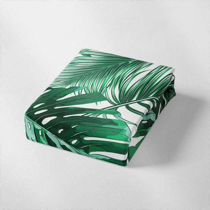 Grüne Bettwäsche-Set 200x220cm mit tropischen Blättern