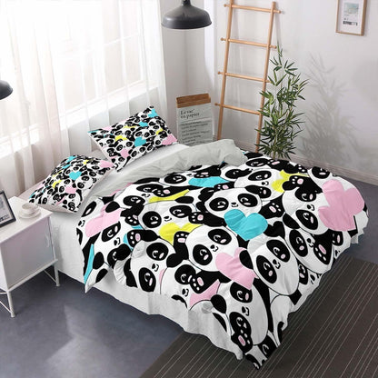 Panda Bettwäsche Set 200x220cm mit 2 Kissenbezügen – Niedliches Tiermuster
