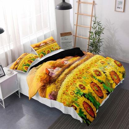 Gelbe Sonnenblumen Bettwäsche Set – Mikrofaser 155x220cm