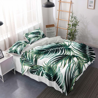 Grüne Bettwäsche Set 200x200cm – Tropische Blätter & Mikrofaser