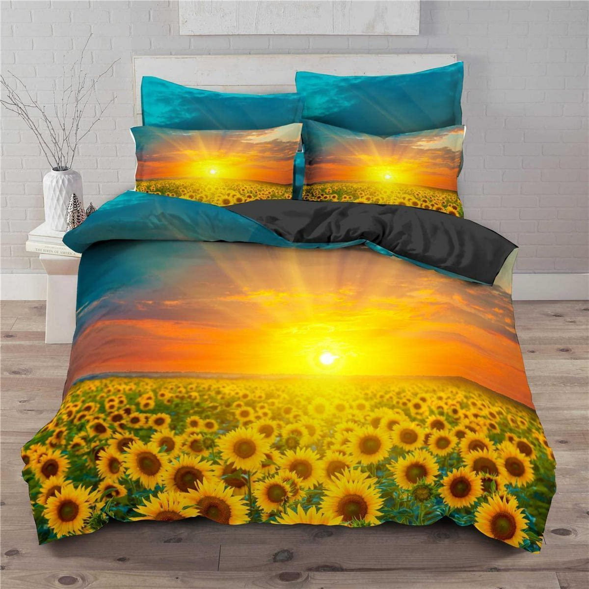 Sonnenblumen Bettwäsche Set 220x240cm für Kinderzimmer