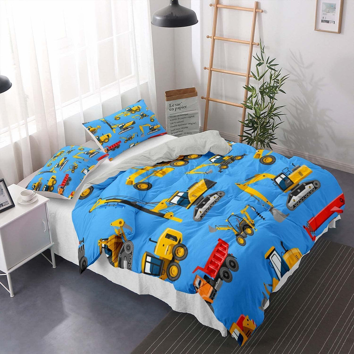 Blaues Bettwäsche-Set 200x220cm mit 2 Kissenbezügen 80x80cm