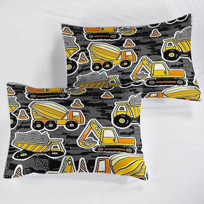 Bettwäsche-Set Grau mit technischem Fahrzeug Design 155x220cm