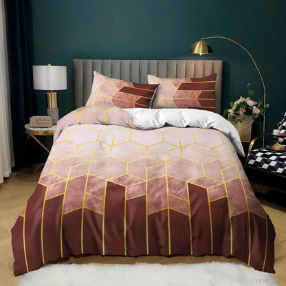 Bettwäsche Set Taupe Braun Gestreift 200x220cm & 80x80cm