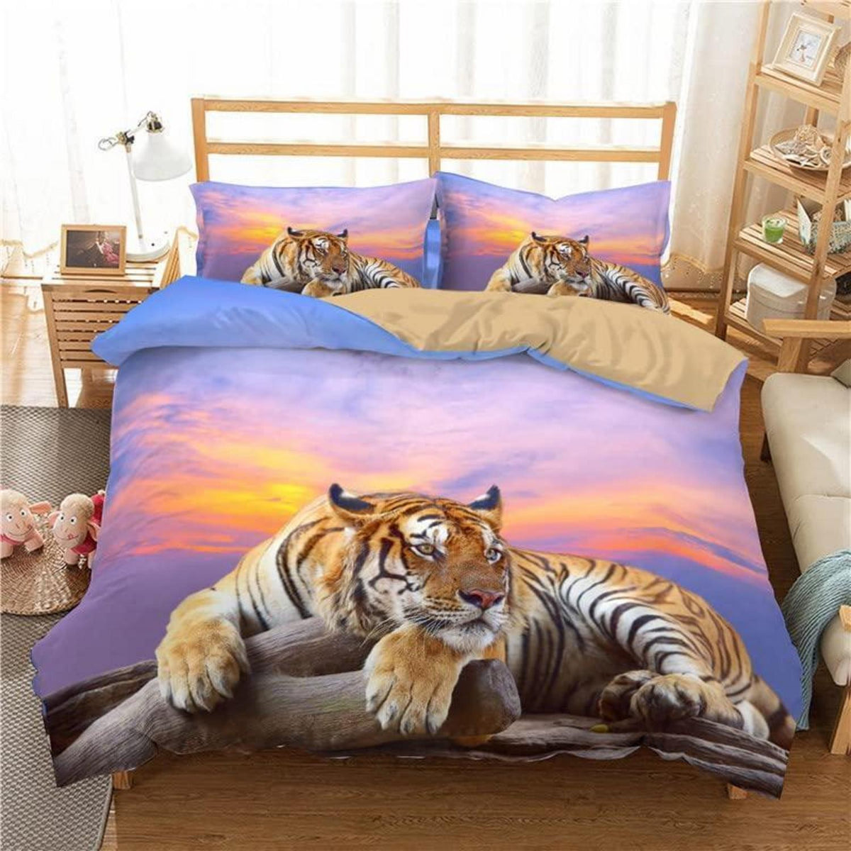 Tiger Druck Bettwäsche Set 200x220cm + 2 Kissenbezüge