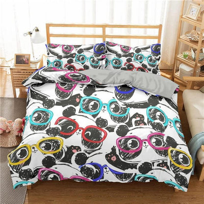 Panda Bettwäsche Set 220x240cm - Niedliches Tier Motiv für Kinder