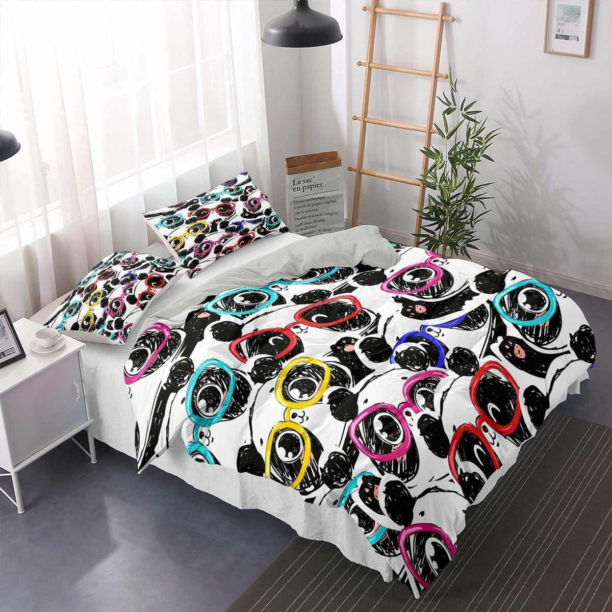 Panda Bettwäsche Set 220x240cm - Niedliches Tier Motiv für Kinder