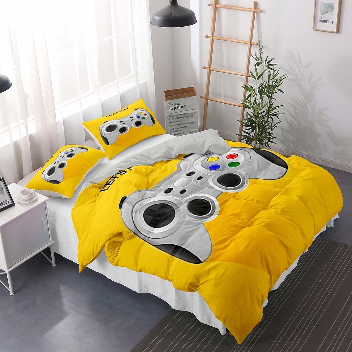 Gamer Bettwäsche Set 200x200cm – Gamepad Bettbezug für Kinder & Teenager