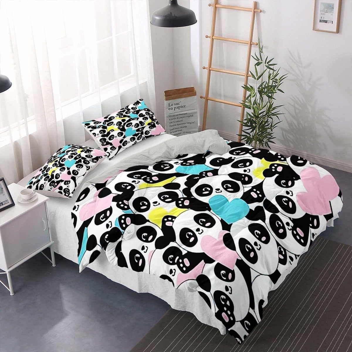 Panda Bettwäsche Set 220x240cm - Niedliches Tier Motiv für Kinder