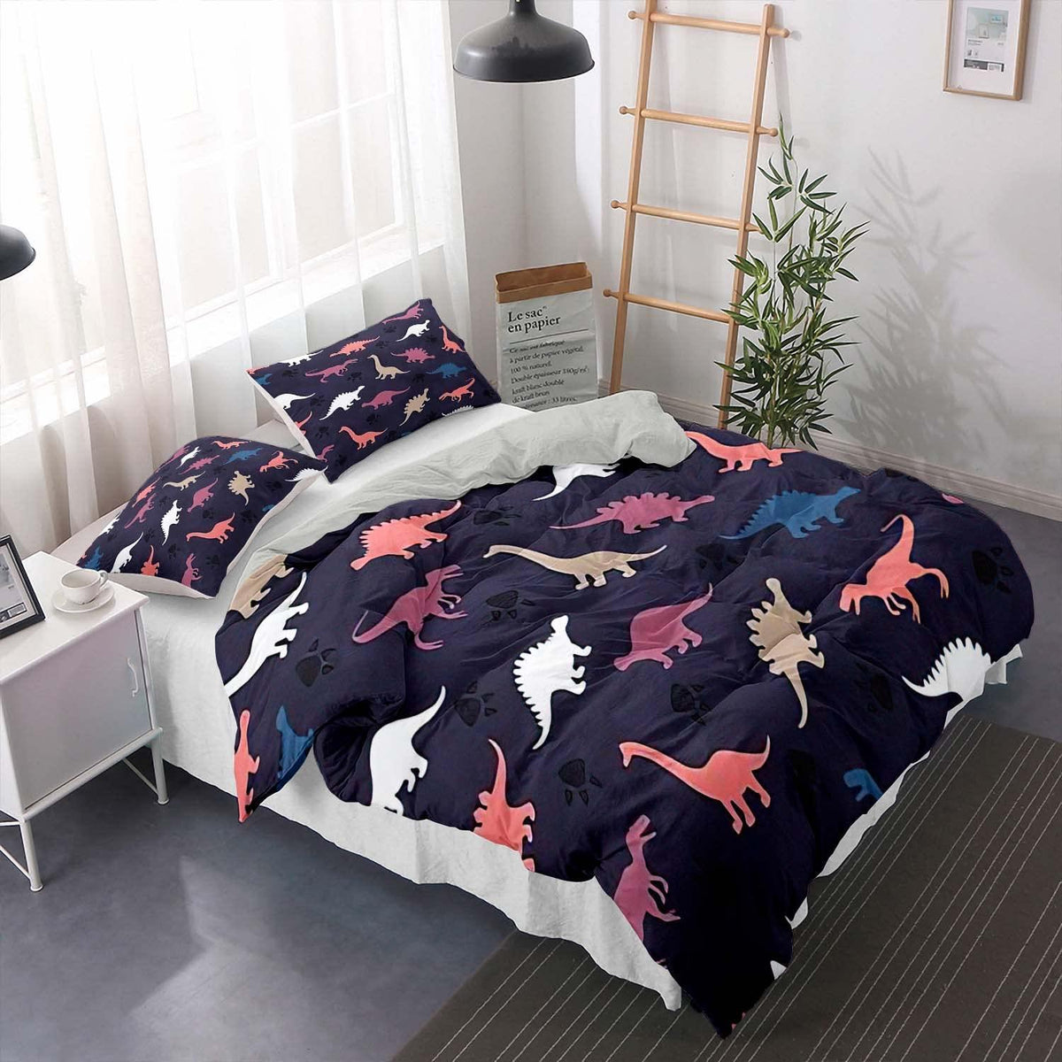 Kinder Bettwäsche Set Dino 200x200cm – Cartoon Dinosaurier