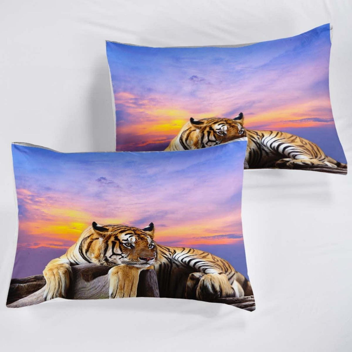 Tiger Druck Bettwäsche Set 200x200cm mit 2 Kissenbezügen