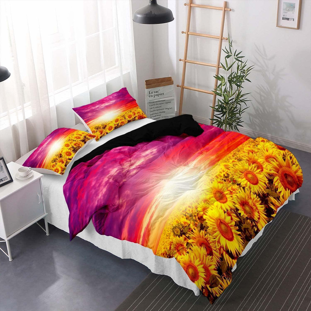 Sonnenblumen Bettwäsche Set 220x240cm für Kinderzimmer
