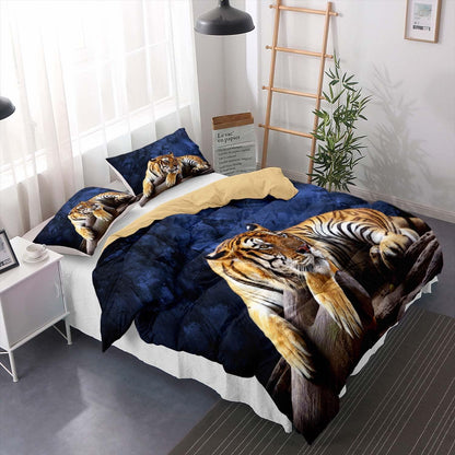 Tiger Druck Bettwäsche Set 155x220cm - Wildtier Design