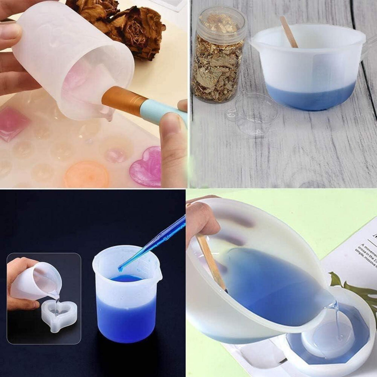 Silikon Messbecher Set für Epoxidharz & Basteln (4er Set)