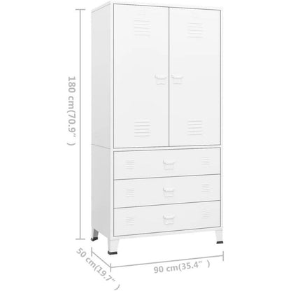 Kleiderschrank Metall Weiß 90x50x180cm Industrial Stil