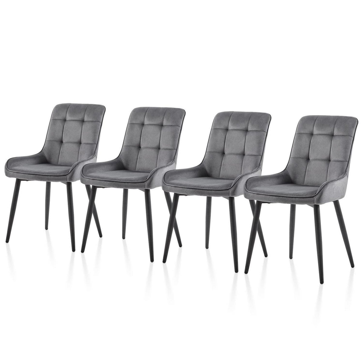 Samt Esszimmerstühle Set 4er – Gepolstert, Grau
