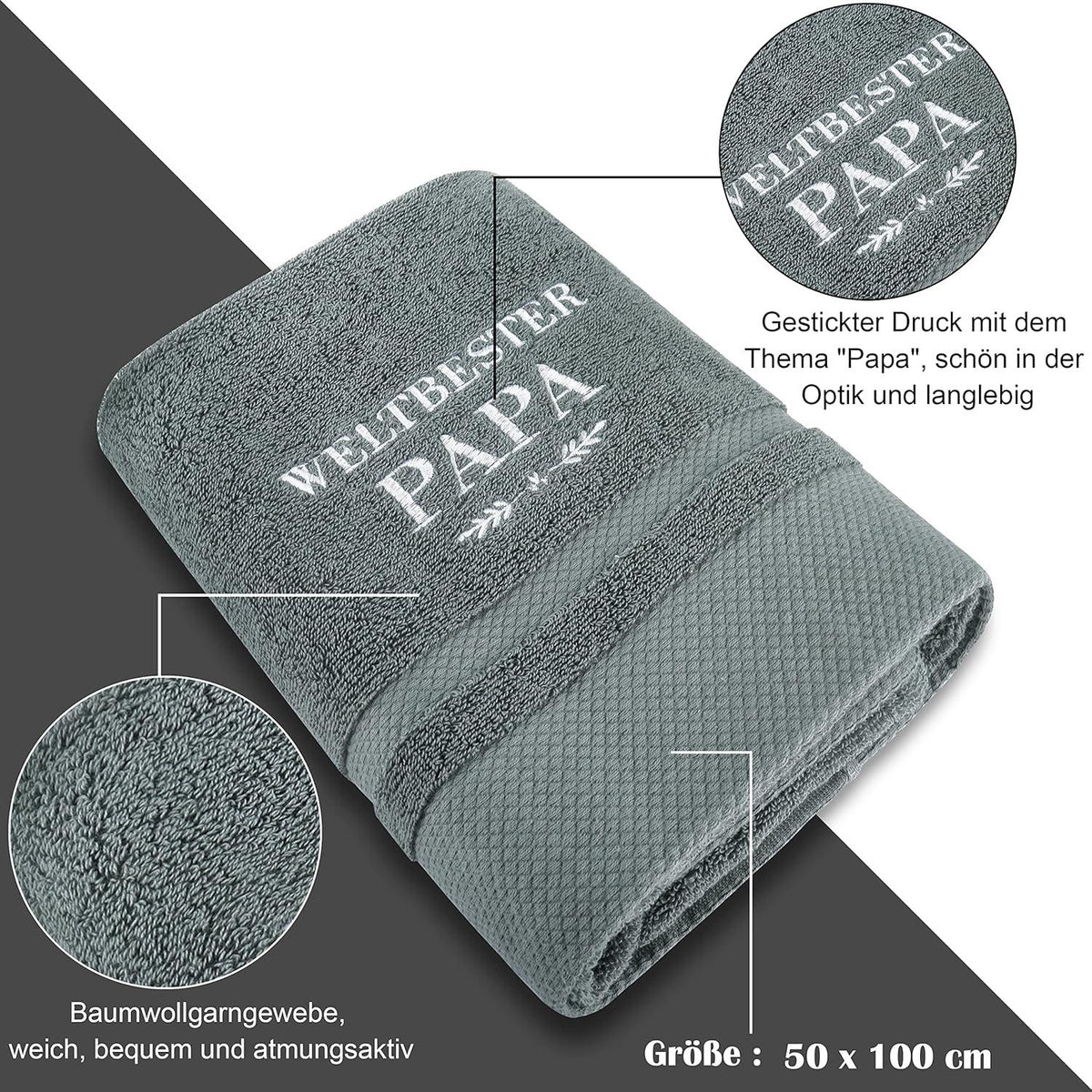 Besticktes Badetuch 50x100 Vatertagsgeschenk Weltbester Papa