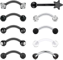 Augenbrauenpiercing Set Rook Piercing 16G 8mm Chirurgenstahl Diamant