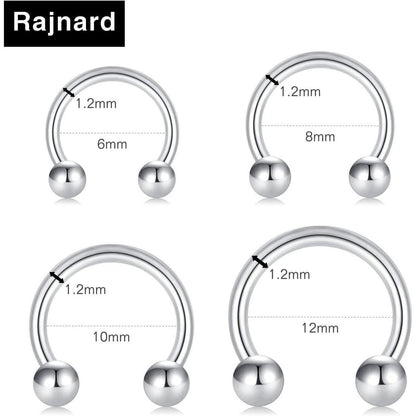 Hufeisen Nasenring Piercing Silber Schwarz Rosegold 16G Edelstahl 6-12mm
