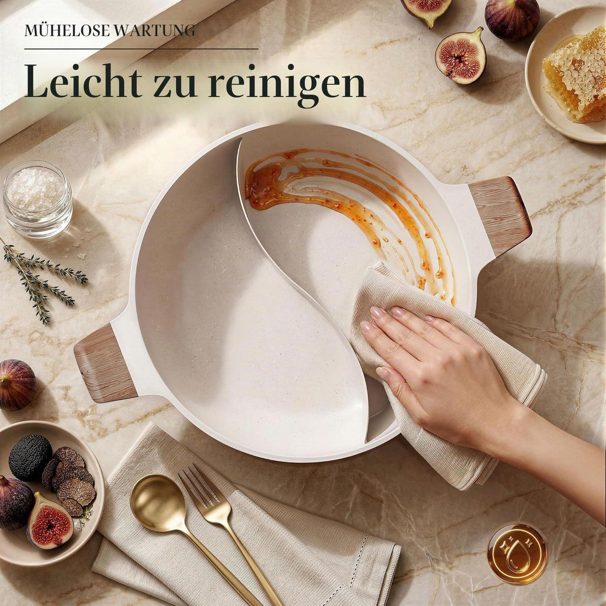 Geteilter Shabu-Topf 5QT mit Trennwand für alle Herde