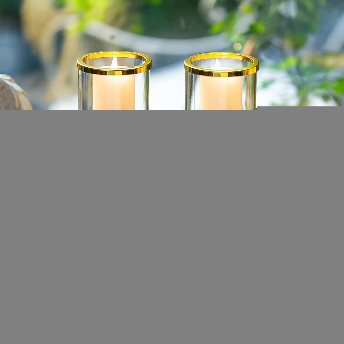 Kristall Kerzenständer Set Gold, 2 Stück Glas Kerzenhalter für Stumpenkerzen
