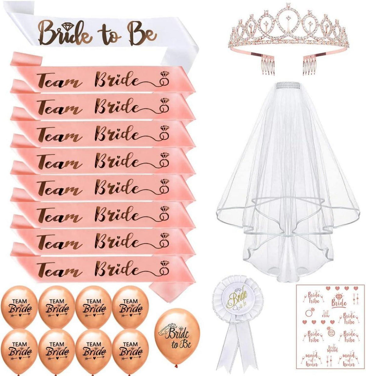 JGA Deko Set Bride to be Schärpe Team Braut Accessoires