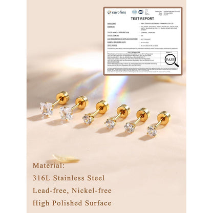 18 Paar Ohrstecker Set Damen Herren | Edelstahl Piercings Helix Tragus