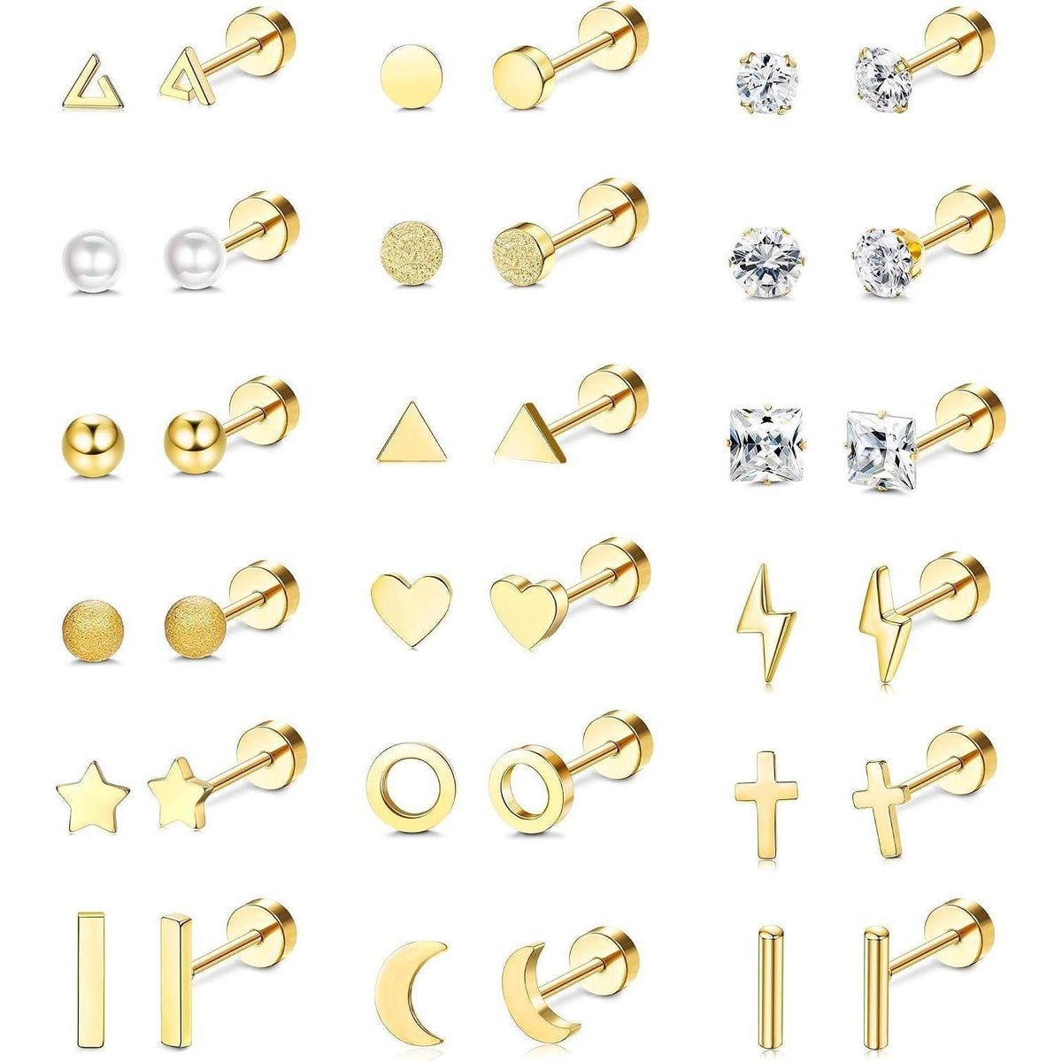18 Paar Ohrstecker Set Damen Herren | Edelstahl Piercings Helix Tragus