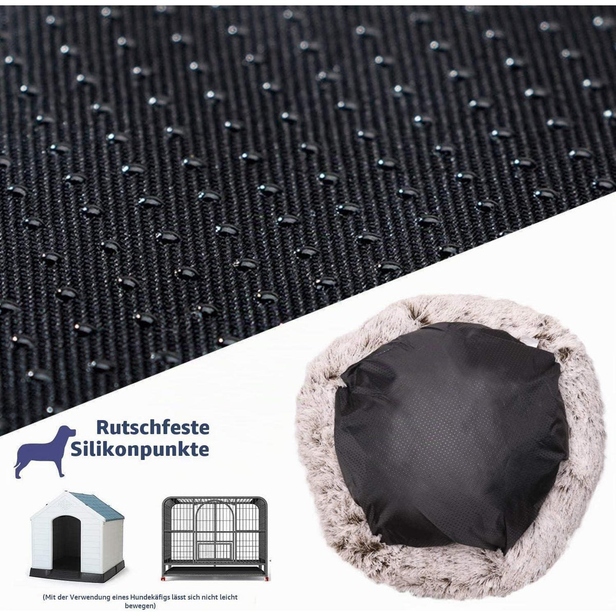 Flauschiges Hundebett Orthopädisch für Große Hunde Schwarz 100cm