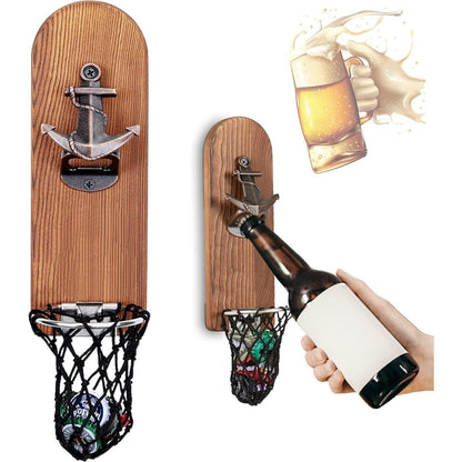 Wandflaschenöffner mit Auffangbehälter & Magnet