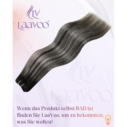 Echthaar Tressen Balayage Schwarz Silber 55cm - 100g