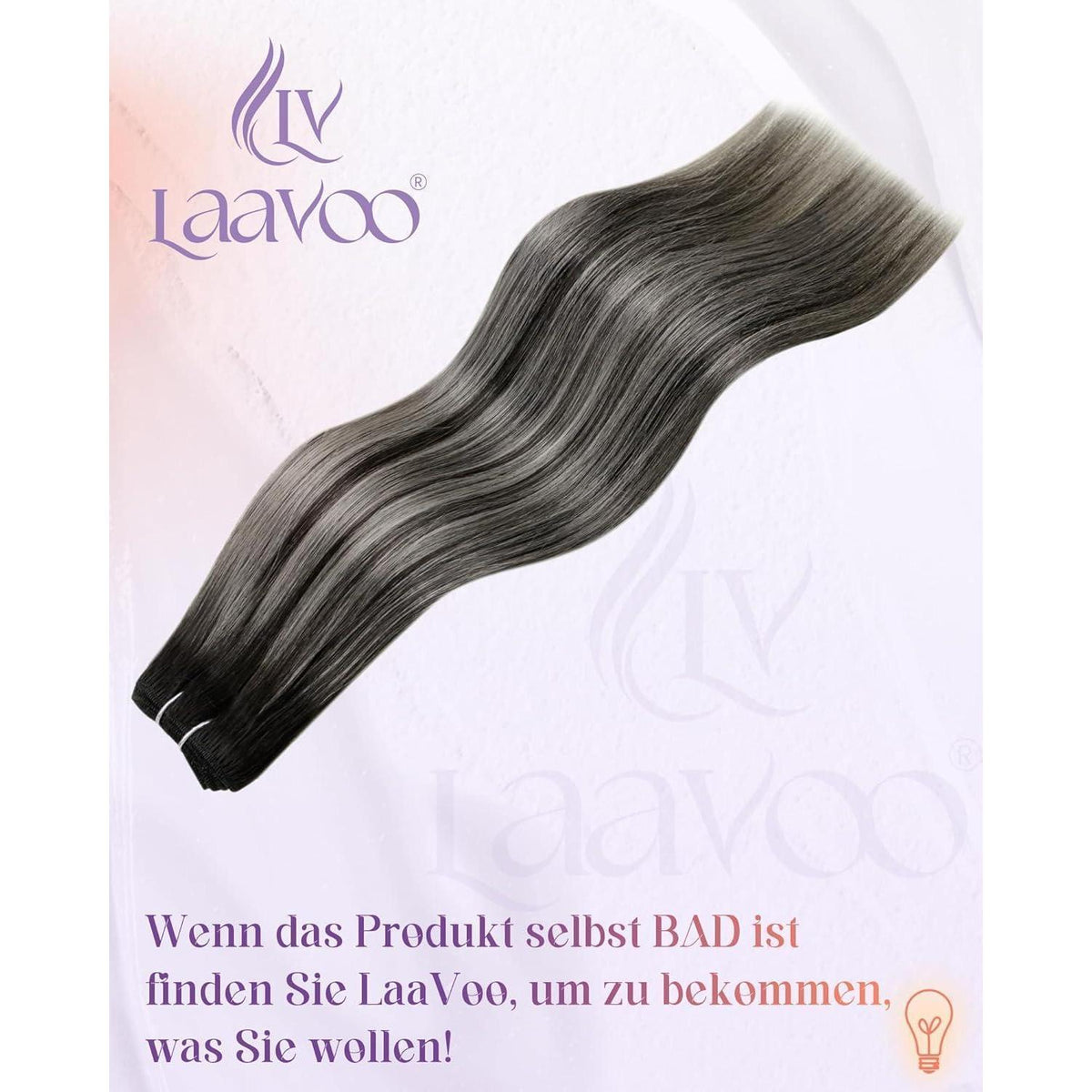 Echthaar Tressen Schwarz Ombre Silber 40cm - 100g