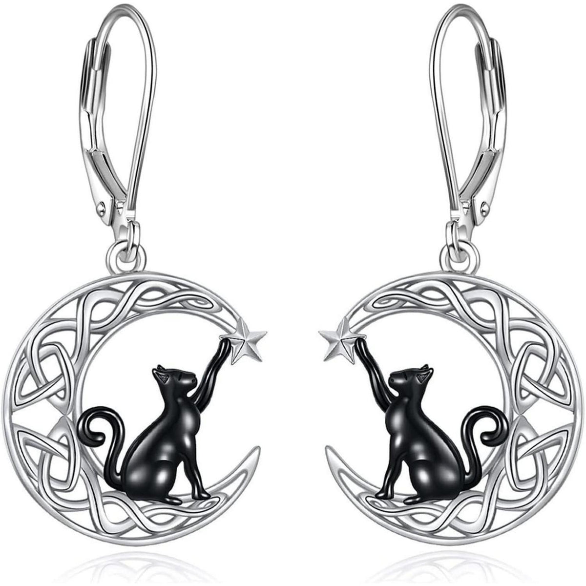 Keltische Mond Ohrringe aus Sterling Silber für Damen