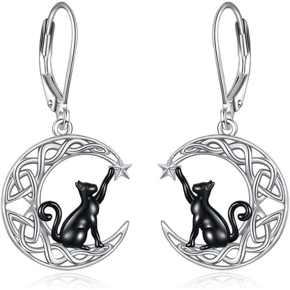 Keltische Mond Ohrringe aus Sterling Silber für Damen
